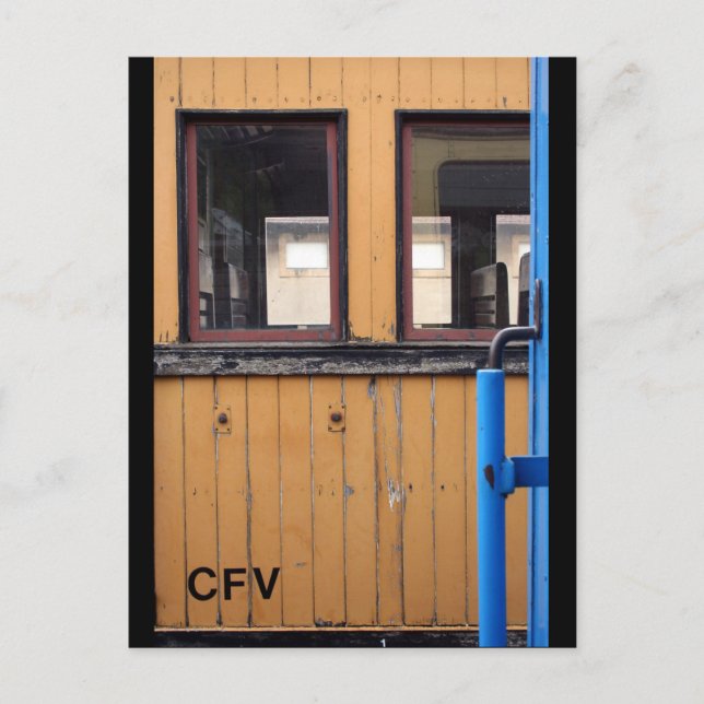 Old Steam Train Le Mastrou Gelbe Wagen Postkarte (Vorderseite)