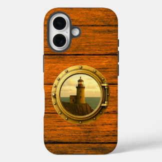 Old Stone Lighthouse Wood Grain iPhone 16 Fall iPhone 16 Hülle