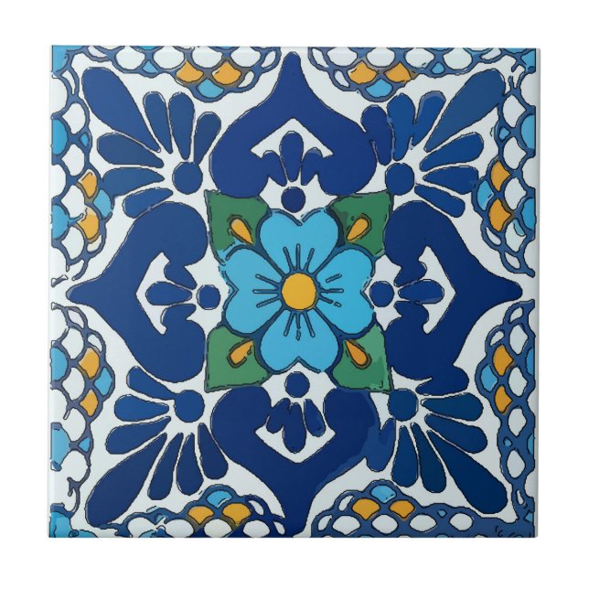 Old Style Blue Spanish Tile Fliese (Vorderseite)