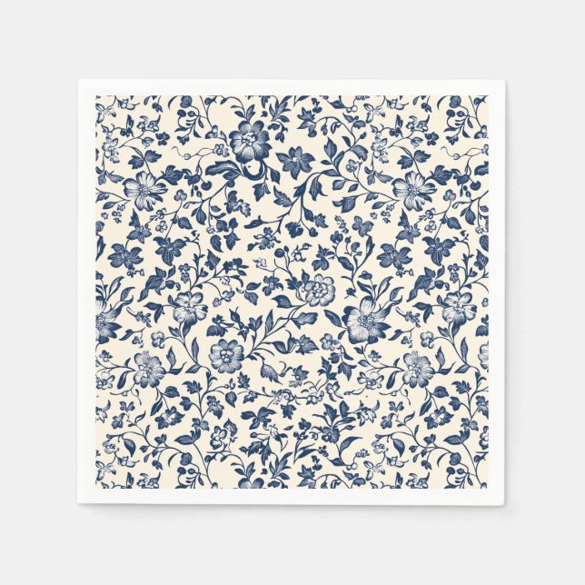 Old Style Delsoftware Blue und creame Floral Napki Serviette (Vorderseite)