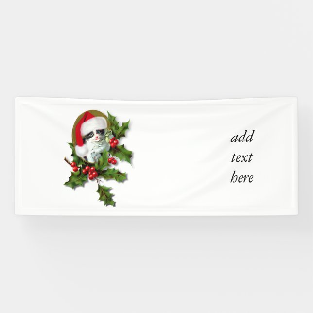 Old Style Vintage Weihnachts Kitten Banner (Horizontal)