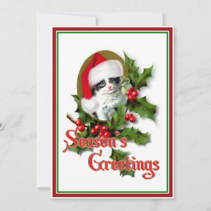 Old Style Weihnachten Kitten Jahreszeit Grüße