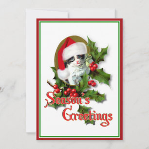 Old Style Weihnachten Kitten Jahreszeit Grüße Einladung