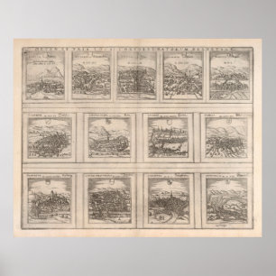 Old Switzerland Cities Map (1575) Poster