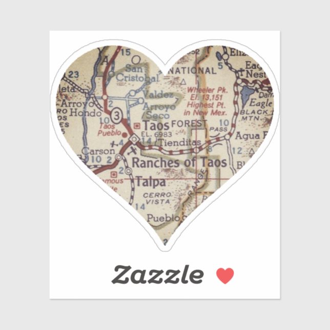Old Taos New Mexico Karte Aufkleber (Blatt)
