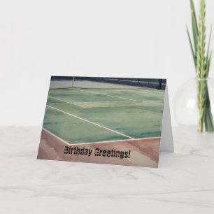Old Tennis Court Art Pub Birthday Card Karte