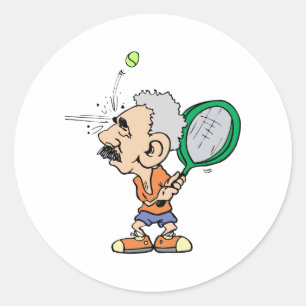 Old Tennis Player Runder Aufkleber
