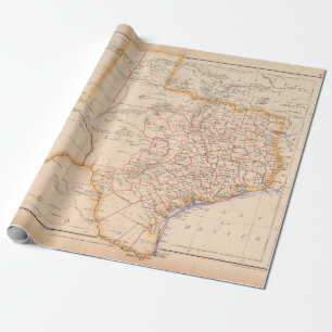Old Texas Map (1857) Vintag TX Lone Star Staat  Geschenkpapier