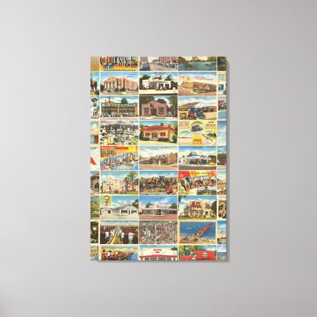 Old Texas Postkarten Stretched Canvas Print Leinwanddruck (Vorderseite)