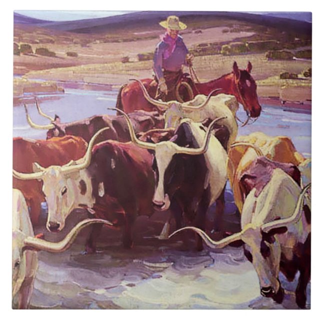 "Old Texas" von W Herbert Dunton Fliese (Vorderseite)