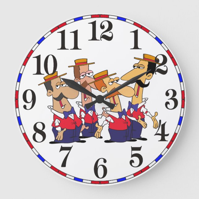 Old Time Barbershop Quartett Cartoon Clock Große Wanduhr (Vorderseite)