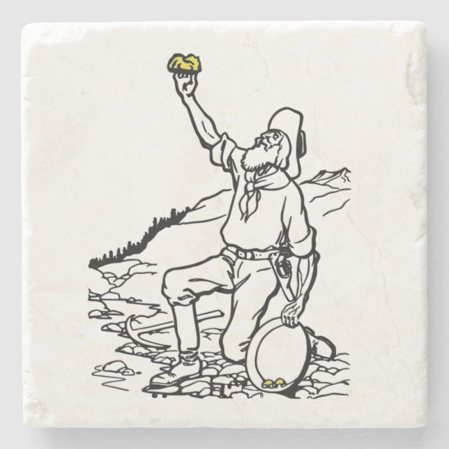Old Time Gold Miner Prospector Steinuntersetzer (Vorderseite)
