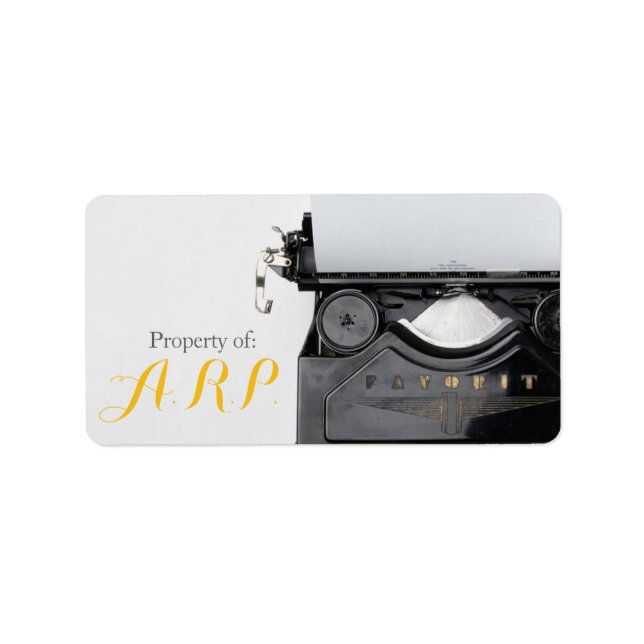 Old Time Schreibwriter Initials Label Adressaufkleber (Vorne)