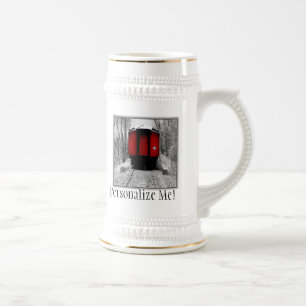 Old Time Steam Train Rot und Schwarz Bierglas