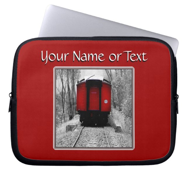 Old Time Steam Train Rot und Schwarz Laptopschutzhülle (Vorderseite)