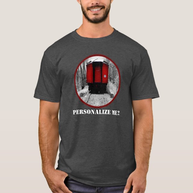 Old Time Steam Train Rot und Schwarz T-Shirt (Vorderseite)