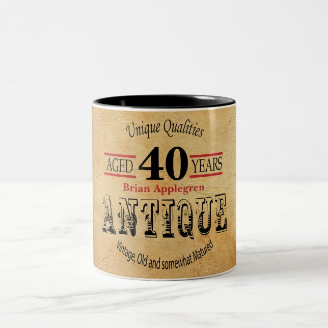 Old Timer 40th Birthday Zweifarbige Tasse (Mittel)