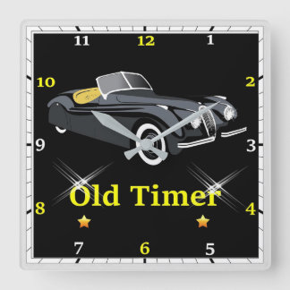 Old Timer Jaguar Wall Clock Quadratische Wanduhr