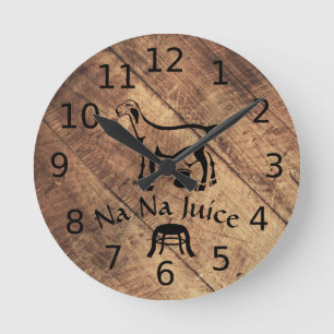 Old Timer Line Art Melken Kinderziege Runde Wanduhr