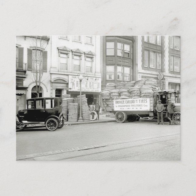 Old Tire Shop, 20er Jahre Postkarte (Vorderseite)