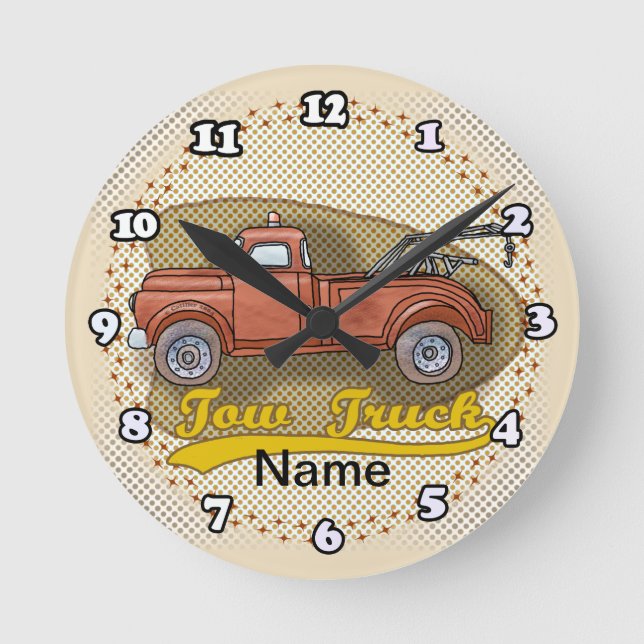 Old Tow Truck Clock Runde Wanduhr (Vorderseite)