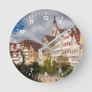 Old Town Buildings Germany Runde Wanduhr