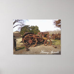 Old tractor from days gone by on canvas  leinwanddruck