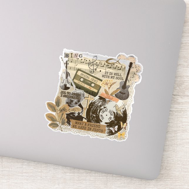 Old Traditional Christian Hymns Songs Collage Aufkleber (Detail)