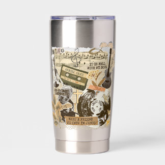 Old Traditional Christian Hymns Songs Collage Thermobecher