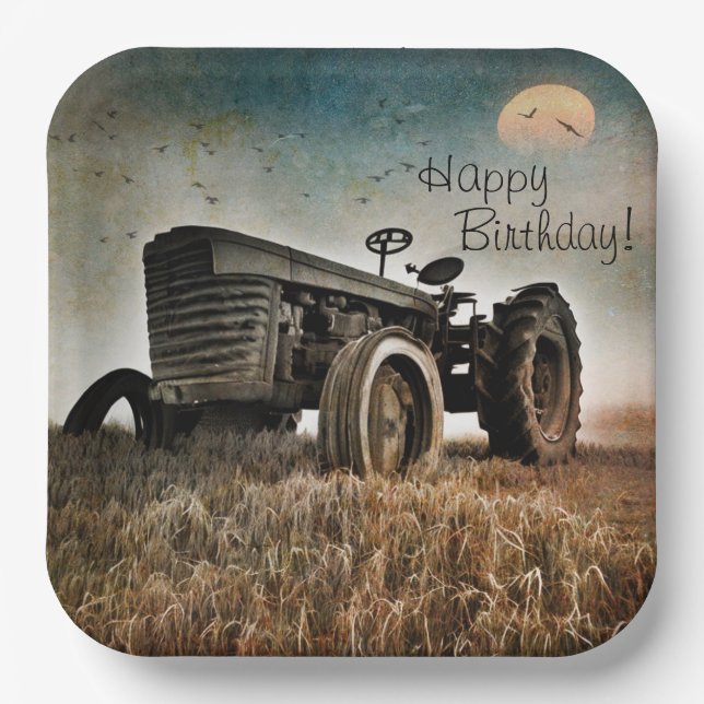 Old Traktor Birthday Pappteller (Vorderseite)