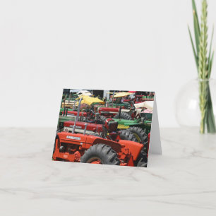 Old Traktor Note Card: Viele bunte Traktoren Karte
