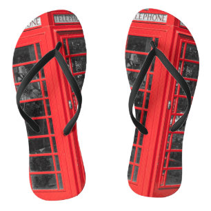 Old UK Telefone Box Flip Flops