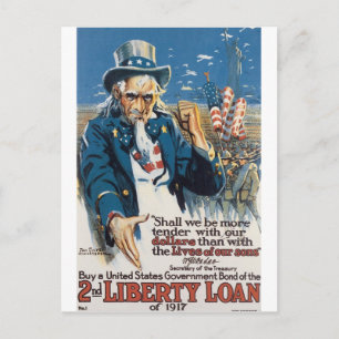 Old "Uncle Sam" U.S. War Poster circa 1917 Postkarte