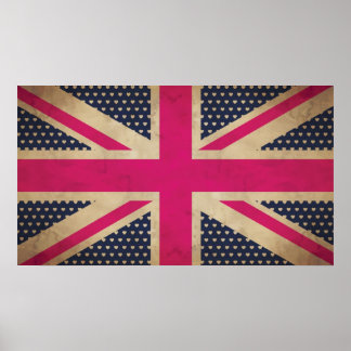 Old Union Jack in Pink Flag Poster/Print Poster