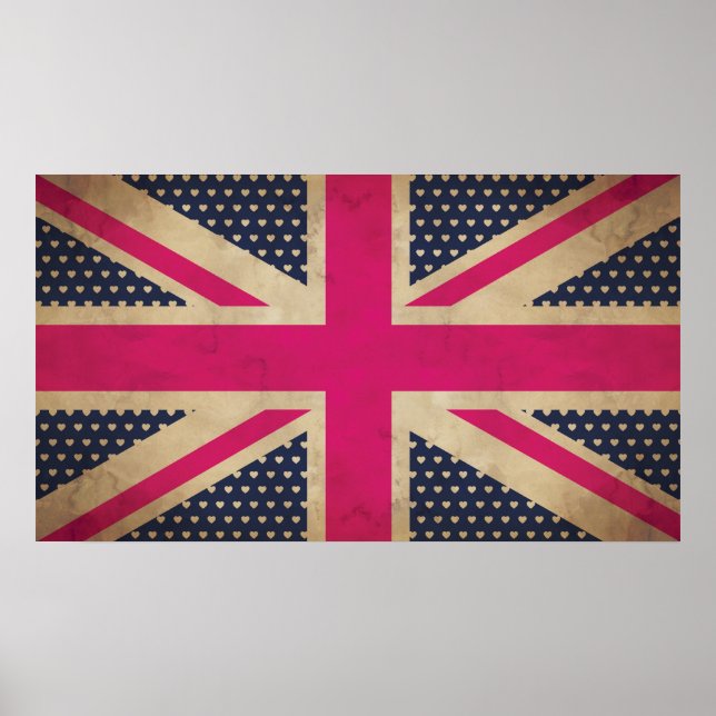 Old Union Jack in Pink Flag Poster/Print Poster (Vorne)