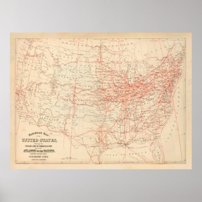 Old United States Railroad Map (1884)  Poster (Vorne)