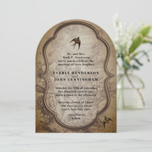 Old Urn Vintag Lovebird Hochzeit Einladung