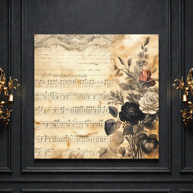 Old Victorian Black and Beige Music Sheet Leinwanddruck (Von Creator hochgeladen)