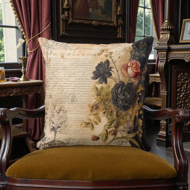 Old Victorian Black Floral Kissen (Von Creator hochgeladen)