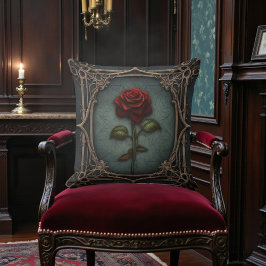 Old Victorian Black with Red Rose Kissen