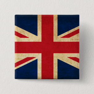 Old Vintag Grunge United Flag Union Jack Button