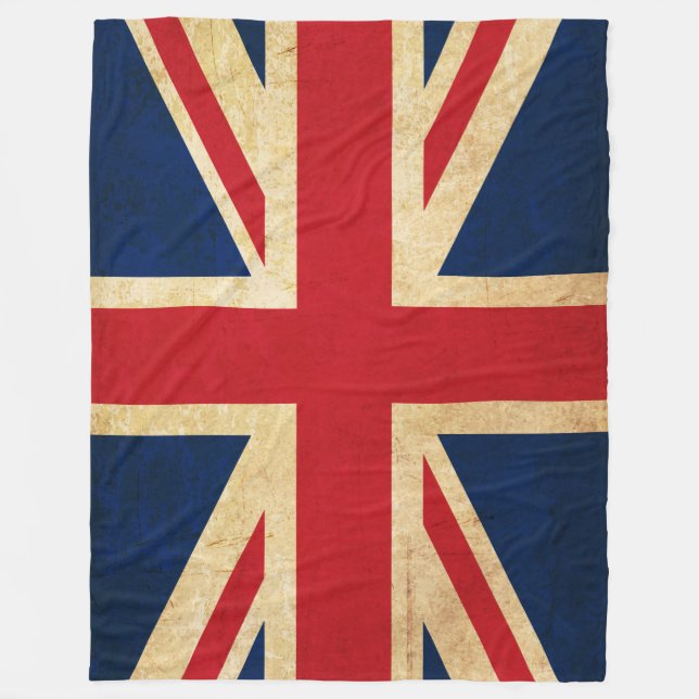 Old Vintag Grunge United Flag Union Jack Fleecedecke (Vorderseite)