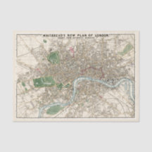 Old Vintag Whitbread's Map of London Great City