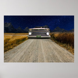 Old Vintage Rat Rod Pickup Truck Zombie Driver Poster