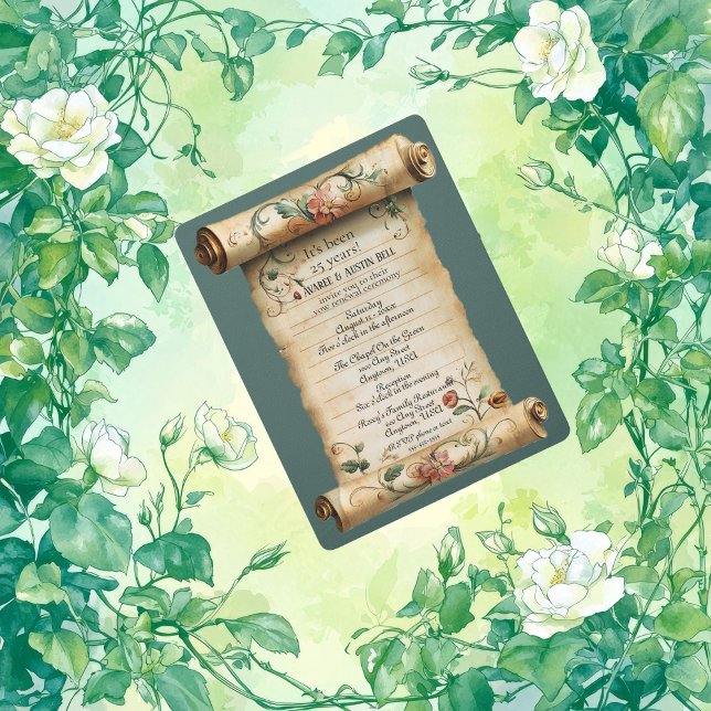 Old Vintage Scroll 25 Years Vow Renewal Invitation (Von Creator hochgeladen)