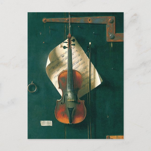 Old Violin Still Life von William Michael Harnett Postkarte (Vorderseite)
