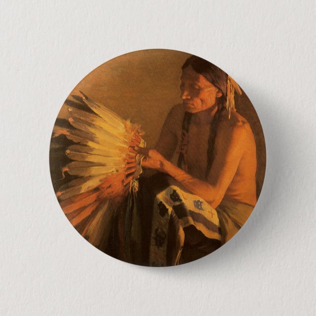 Old War Bonnet von Joseph Henry Sharp Button (Vorderseite)