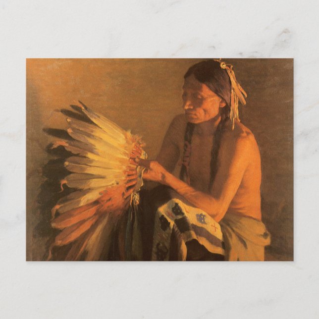 Old War Bonnet von Joseph Henry Sharp Postkarte (Vorderseite)