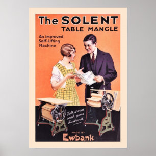 Old Wäsche Table Mangle Poster