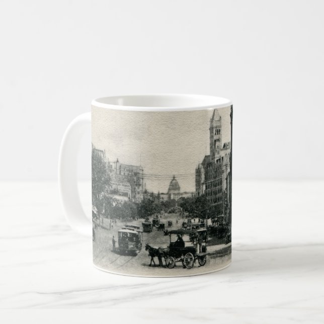 Old Washington DC Pennsylvania Ave Postcard Kaffeetasse (Vorderseite Links)